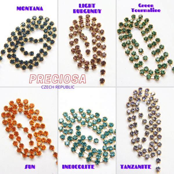 16ss Preciosa Rhinestone Chain (11 colors) 4mm 1/2/5/15 Meters Wedding Bridal Supplies, strass chains, embroidery materials
