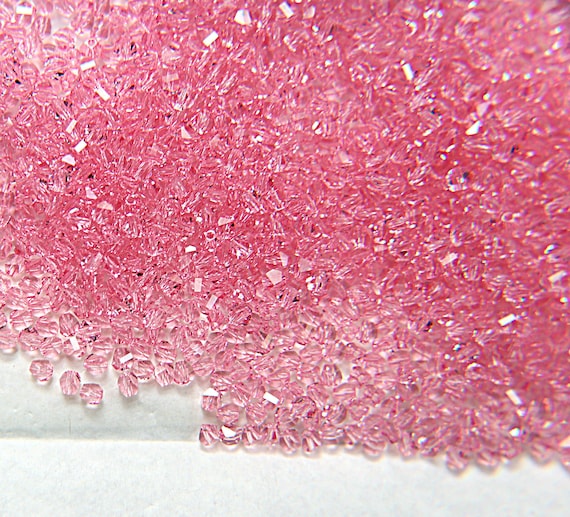 3mm Light Rose Swarovski Beads, 5020 Helix Faceted Beads
