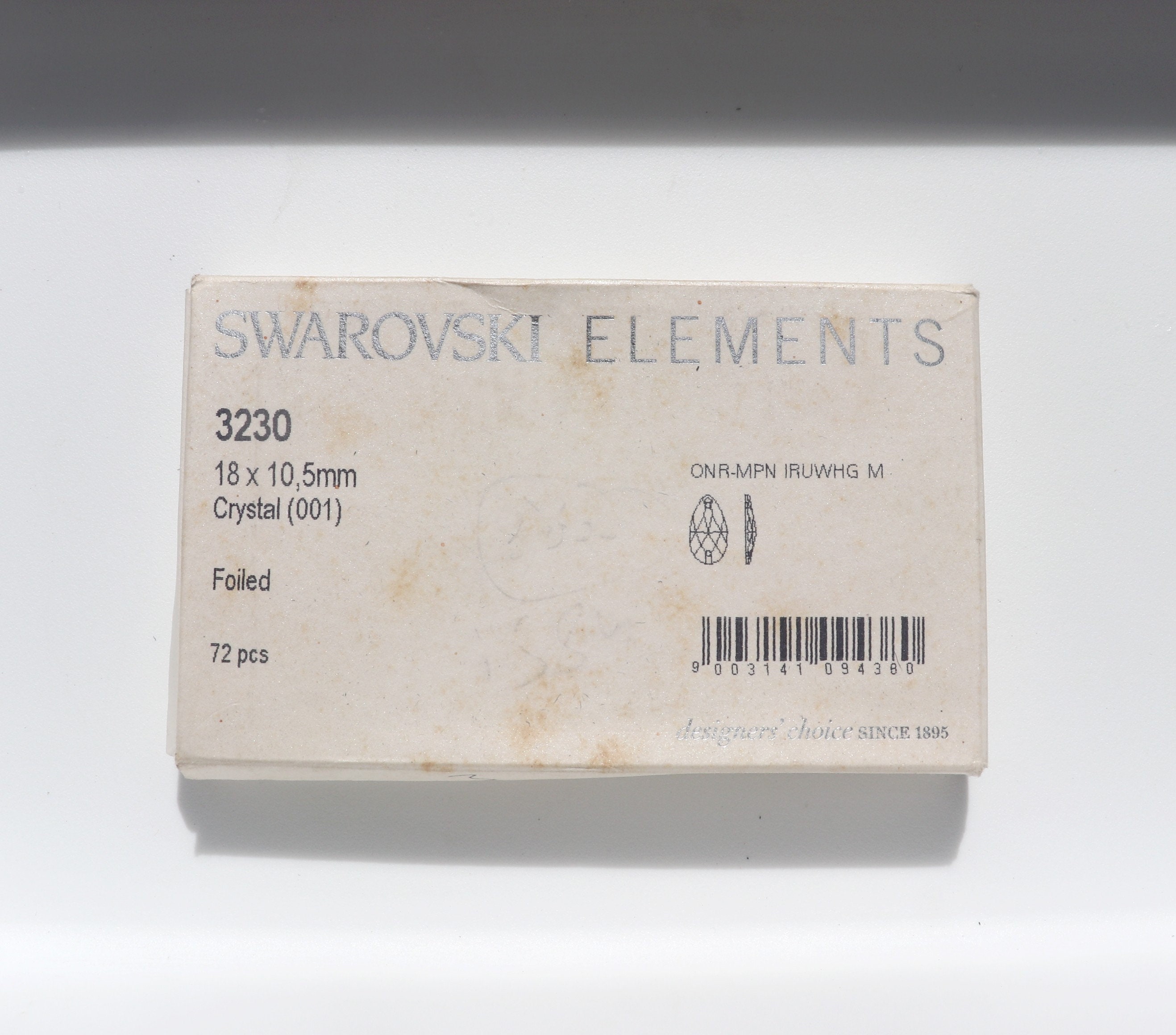 Swarovski 3230 Pear Sew-on Crystal/volcano 18x10.5mm Sew-on