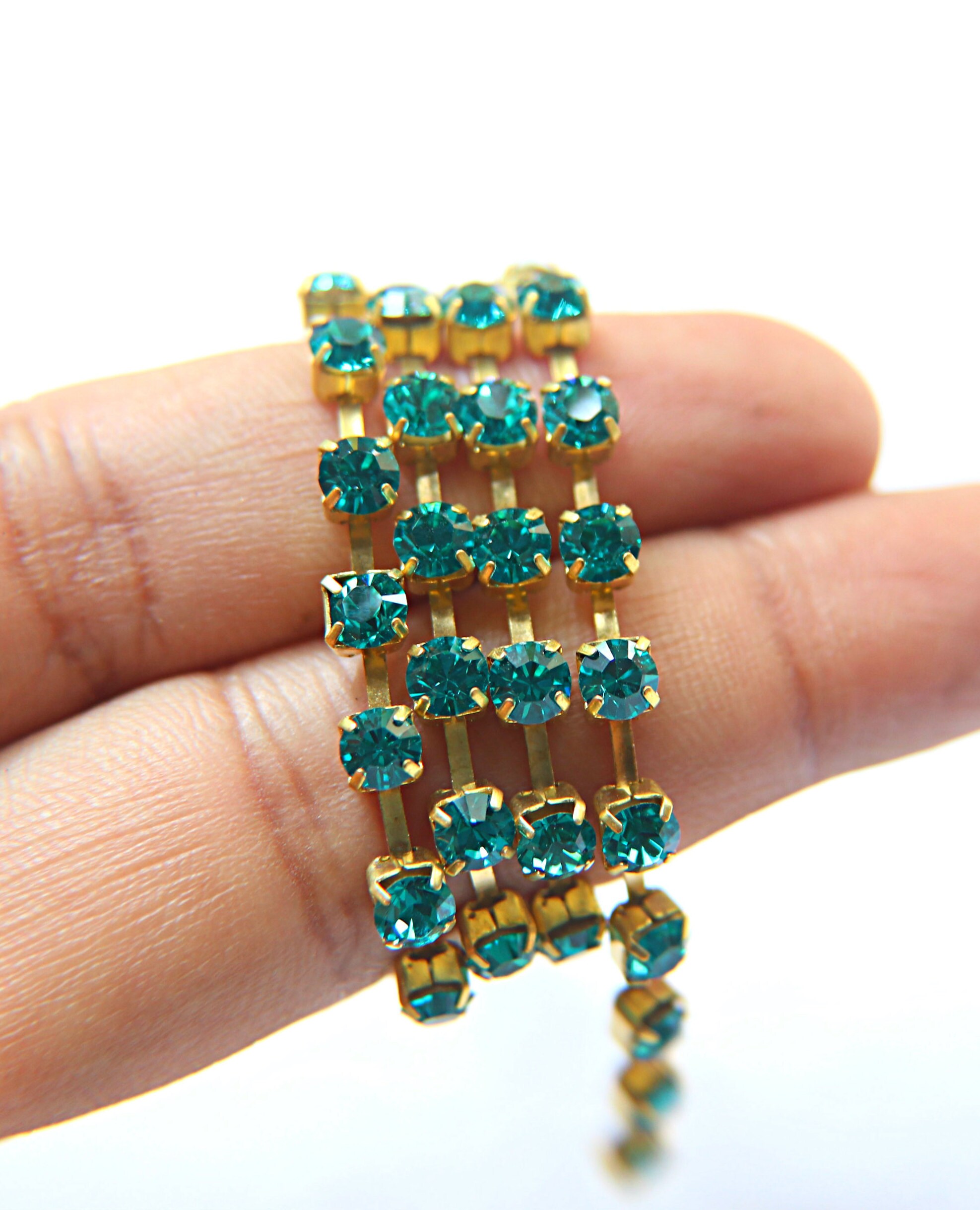 18SS ブルージルコン スワロフスキー ラインストーンチェーン