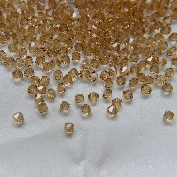 4mm Crystal Champagne Swarovski Bicone Beads 36/72/144/432/720 Pieces loose beads, jewelry making, couture embellishment