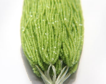 Kelly Green Opal Charlotte Cut Glass Beads 11/0, Jewelry Supply