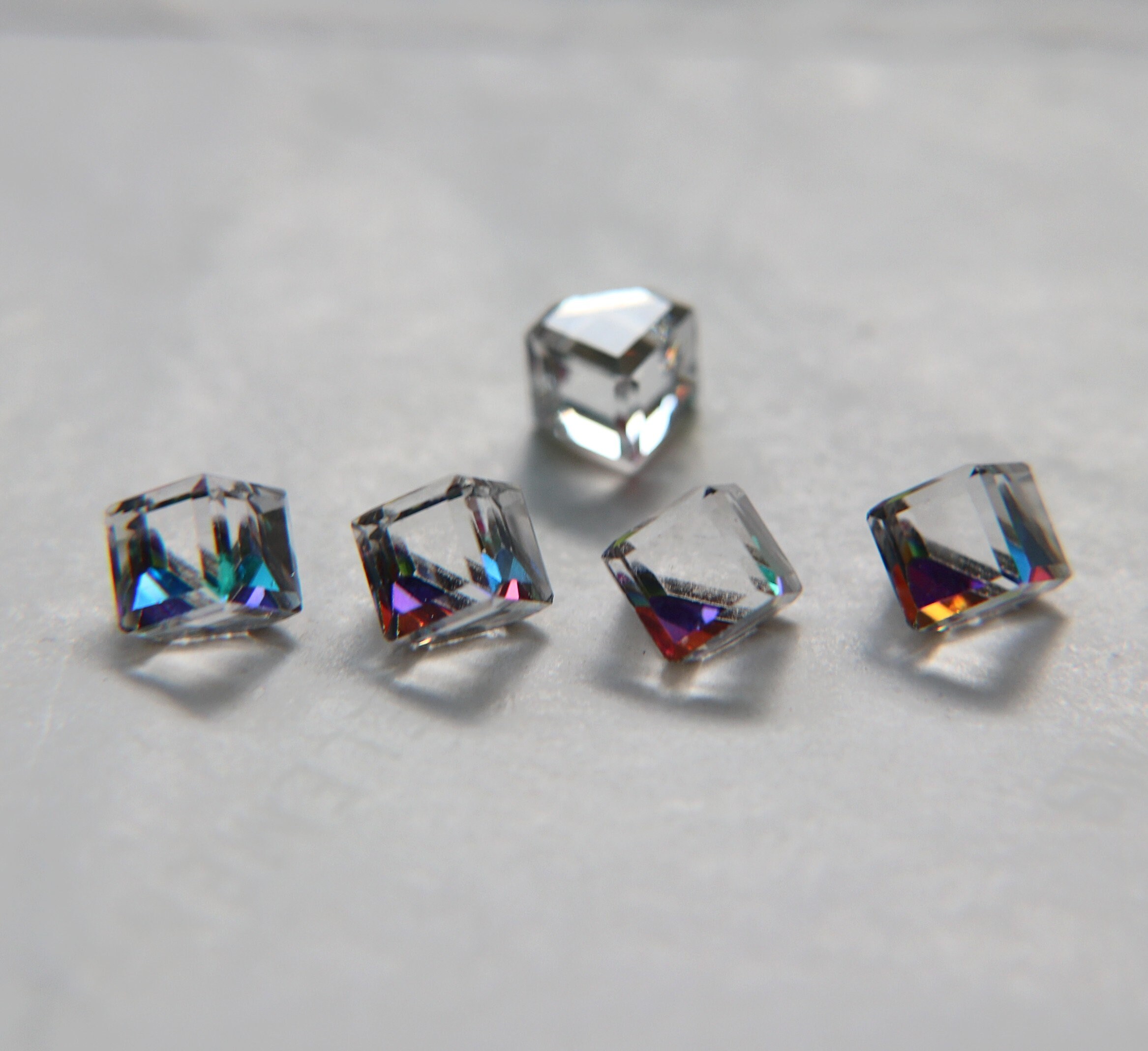 8MM Vintage Swarovski Crystal Stones in Cut Corner Cube