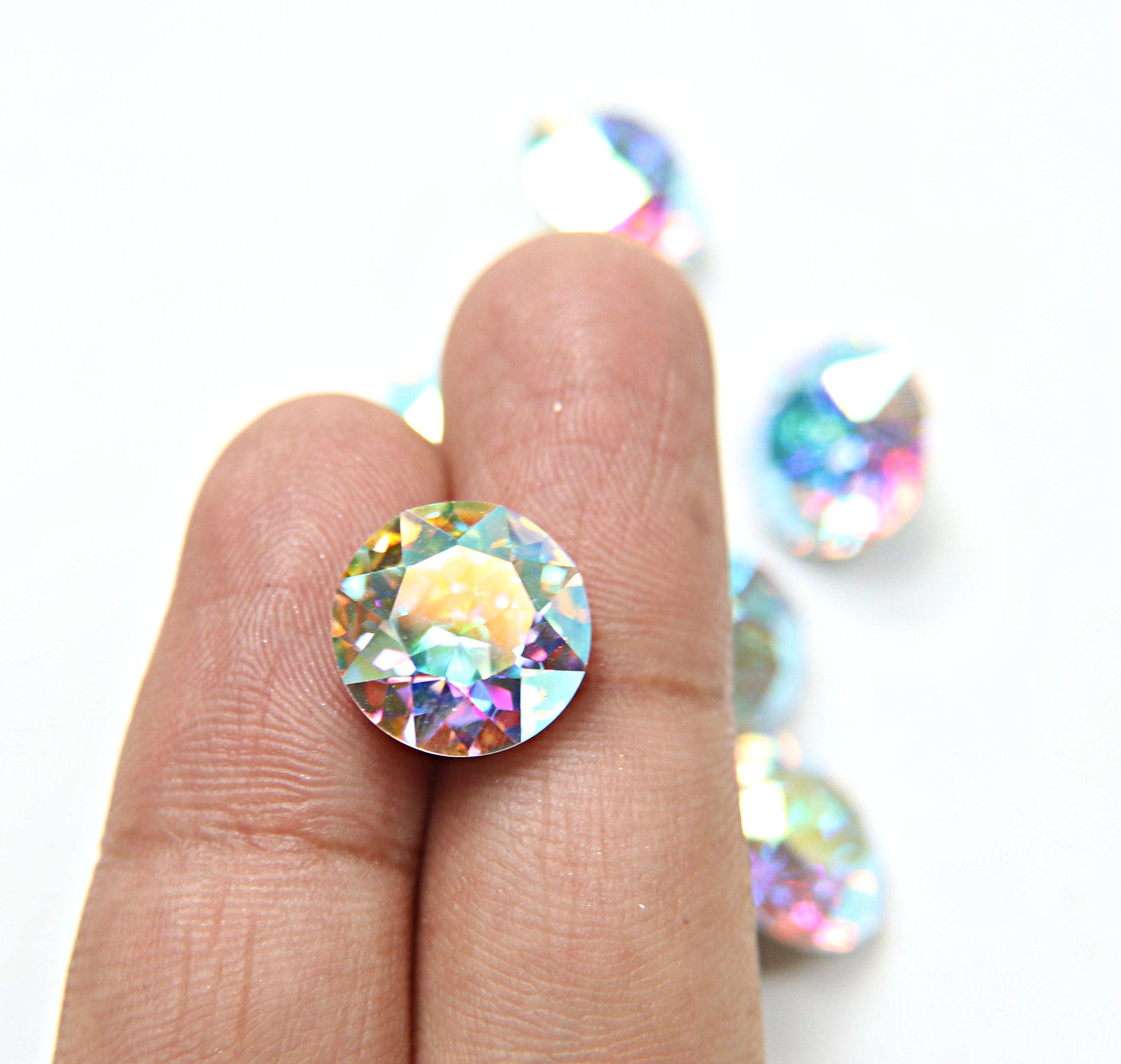 Single Swarovski Crystal Round - Tooth Kandy - Khandi Paint