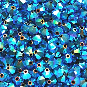 Swarovski Bicone Beads, Jet Aurore Boreale, Jewelry Making (3/4mm)