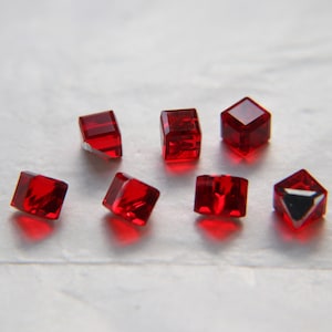 6MM Vintage Swarovski crystal stones in cut corner cube fancy stone 4841 Austrian lead crystal rhinestones in Light Siam/Aquamarine