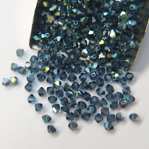 4mm Swarovski Montana AB Bicone Beads, Jewelry Making Supplies