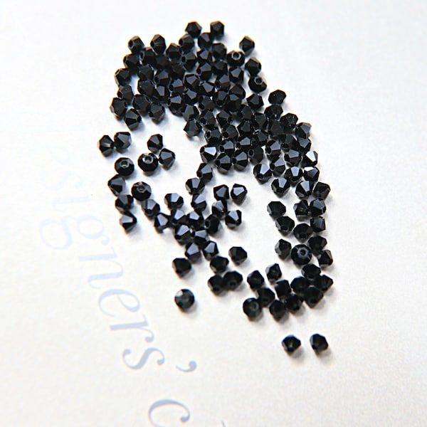 3mm Jet Black Swarovski Bicone Perles 36/72/144/432/720 Pièces (280) Découvertes de bijoux, matériaux de broderie, fabrication de bijoux, fournitures artisanales