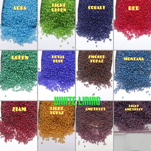11/0 Charlotte Cut Beads in White Lining in transparent colors (24 Colors) 10/20/50/250/500 Grams PREMIUM SEED BEADS, approvisionnement natif
