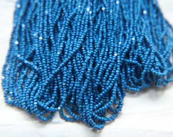 Teal Blue Opaque Charlotte Cut Seed Beads, 11/0 Czech Glass