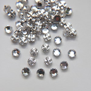 30ss Clear Flatback Swarovski Crystal Rose Montees 7 mm Plateado 6 piezas Montado Rose Montees cosido materiales de bordado decoración de la boda