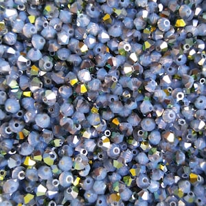 3mm White Opal Swarovski Bicone Beads, Star Shine Cut, Jewelry Making