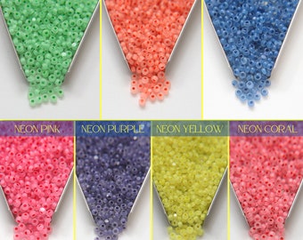 Opal Neon Charlotte Cut Glass Beads 8/0, Jewelry Supply