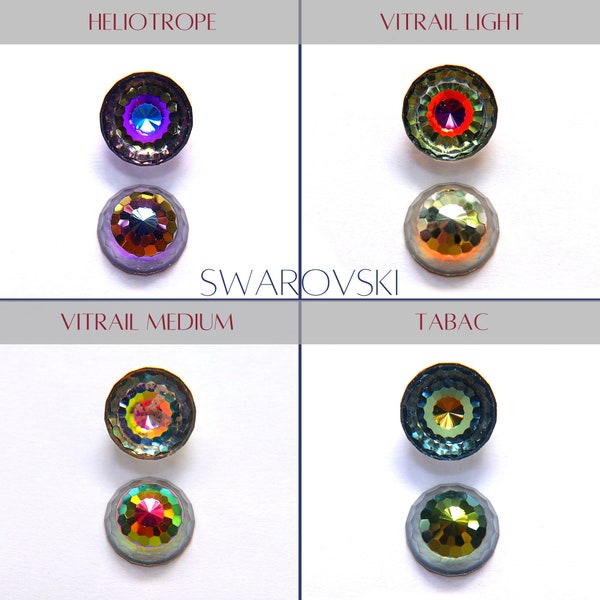 Swarovski Vintage 16/18 mm D.S. Swarovski Art. 2042/B (4 Colores) Piedras de Cristal Cúpula Alta Parte Posterior Plana 1/2/6/12/36 Piezas