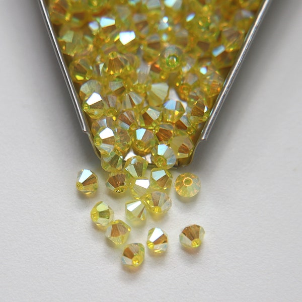 4mm Preciosa Citrine 2X Aurore Boreale Bicones Beads 36/72/144/432/720 Pieces PREMIUM MATERIALS, embroidery materials, jewelry