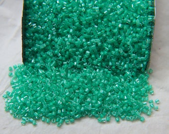 Cuentas hexagonales Miyuki 15/0, cristal verde menta oscuro, cuentas de semillas japonesas