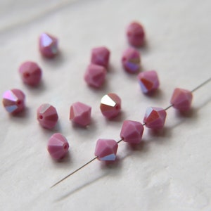 6mm Vintage Pink Opaque Aurore Boreale Swarovski Bicone 12/36/72/144/432/720 Pieces rainbow beads, jewelry making, couture