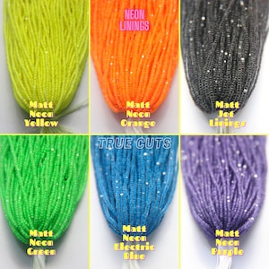 11/0 Hanks Charlotte Cut Beads in MATT Neon Linings (7 Colors) 1/5/25/50/100 Hanks 2mm jewellery rare glass beads, native supply