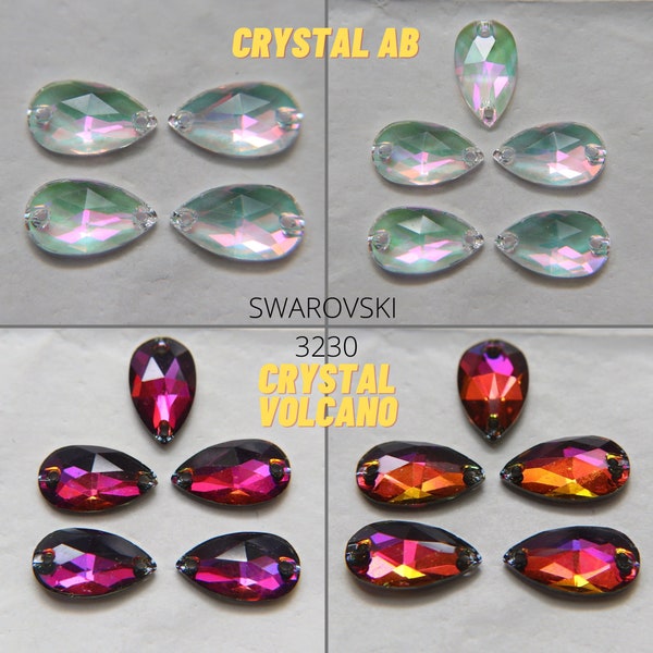 Swarovski 3230 Pear Sew-on Crystal/Volcano 18x10.5mm Sew-On Bead, embroidery, jewelry parts 2/6/12/24 pieces bridal decorations, embroidery