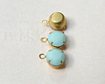 Engaste de gota de cristal Swarovski Mint Alabaster 34ss, suministros de joyería de latón