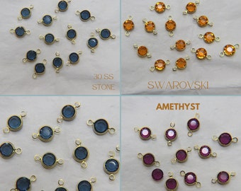 Conectores de cristal Swarovski vintage, latón, 2 bucles, 6 mm (30ss)