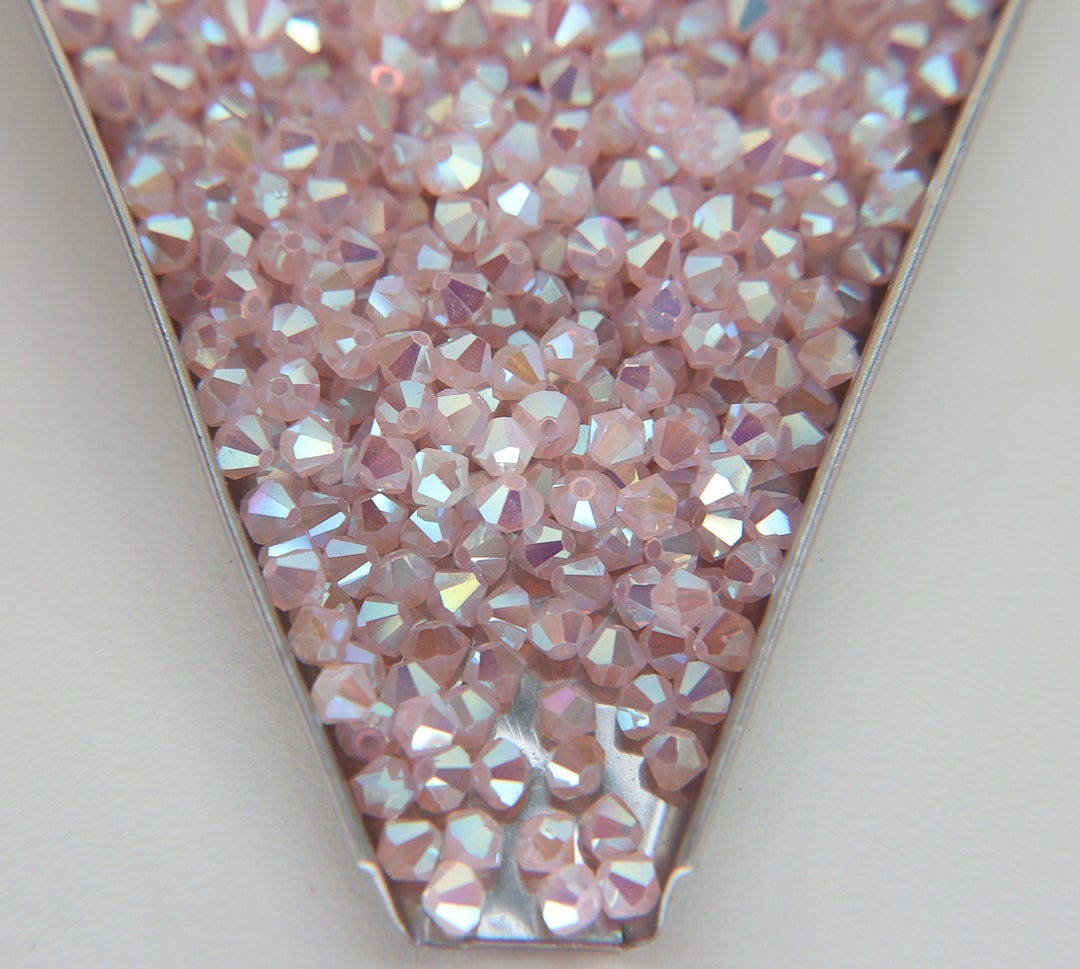 Lot De 100 Perles Facettées De Bohême 4mm Rose Opale AB - Preciosa, France