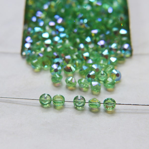 5mm Swarovski 5100 vintage perles de cristal rondes et légèrement aplaties Peridot Aurore Boreale 6/12/36/172/44/288 Pièces perles vintage