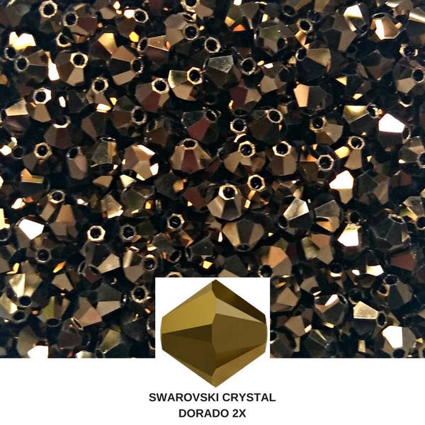 3mm Swarovski Crystal Dorado 2X FC Bicone Beads 36/72/144/432/720 Pieces loose beads, Couture materials, wedding embellishments supply