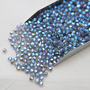 4mm Swarovski Black Diamond AB Bicone Beads, Jewelry Making Supplies