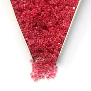 11/0 Charlotte Cut Beads Crystal Matt Ruby Lined 10/20/50/250/500 Grams embroidery materials, jewelry making, vintage beads, rare finding