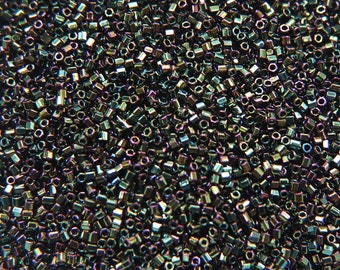 Cuentas hexagonales MIYUKI 15/0: Iris verde bosque metálico, cuentas de vidrio japonés