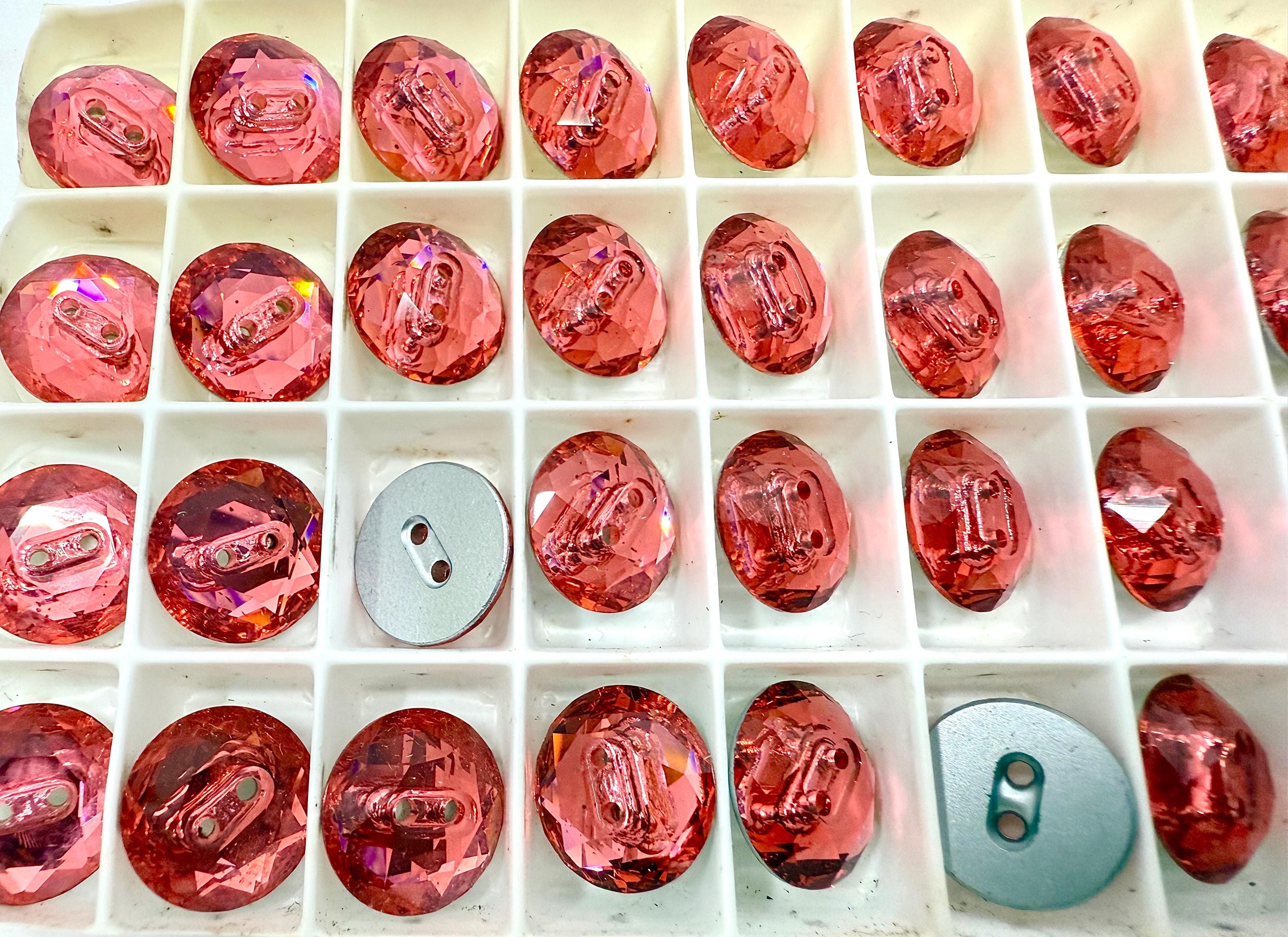 Padparadscha Swarovski Crystal Faceted Buttons - 14mm 3014 Vintage