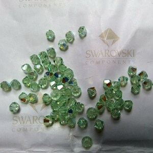 4mm Swarovski Chrysolite AB Bicone Beads, Jewelry Making (36/72/144/432/720 Pieces)
