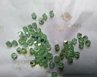 Cuentas bicónicas Swarovski Chrysolite AB de 4 mm, para fabricación de joyas (36/72/144/432/720 piezas)