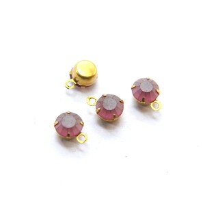 Swarovski 6mm Round setting drop one loop in Matt Rose Silver Shade 28ss 12/24/100/500 Pieces jewelry supply in Brass/Vintage Black vintage