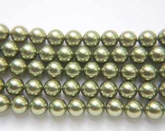 Swarovski 8mm Crystal Light Green Round Pearl Beads