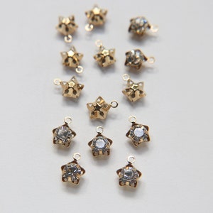 Swarovski 11mm Fancy star Stones 1 ring setting drop dangle gold plated (one loop) 6 Pieces jewelry supplies findings