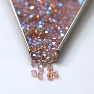 Swarovski (3/4 mm) Light Colorado Topaz AB 2X FC Bicones Rainbow Beads 36/72/144/432/720 pezzi perline arcobaleno, creazione di gioielli, haute couture