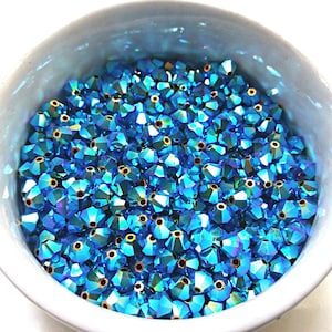 5mm Swarovski Bicone Beads, Jet Aurore Boreale, Jewelry Making
