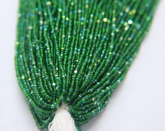 11/0 Hanks Charlotte Cut Beads Patina Light Emerald Transparent Aurore Boreale 1/5/25/50/100 Hanks PREMIUM SEED BEADS, Native Supplie