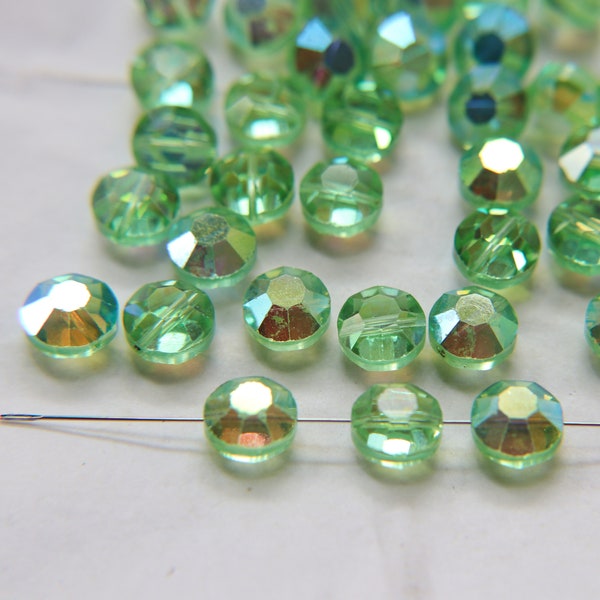 12mm Swarovski 5100 vintage perles de cristal rondes et légèrement aplaties Peridot Aurore Boreale, 2/6/12/36/72/144 Pièces trouvailles vintage