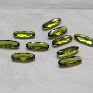 Vintage Swarovski Olivine Crystal Stones, Long Oval 15x5mm, Jewelry Making