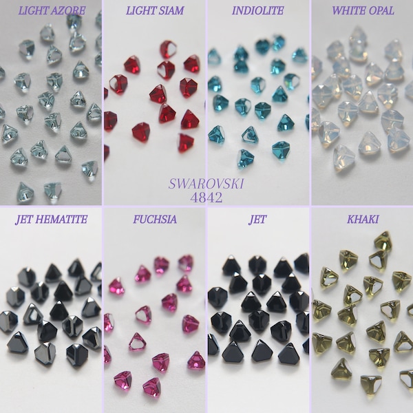 4mm Swarovski 4842 Pyramid Stone Vintage Austrian lead crystal rhinestones (8 colors) 12/36/72/144/288 Pieces