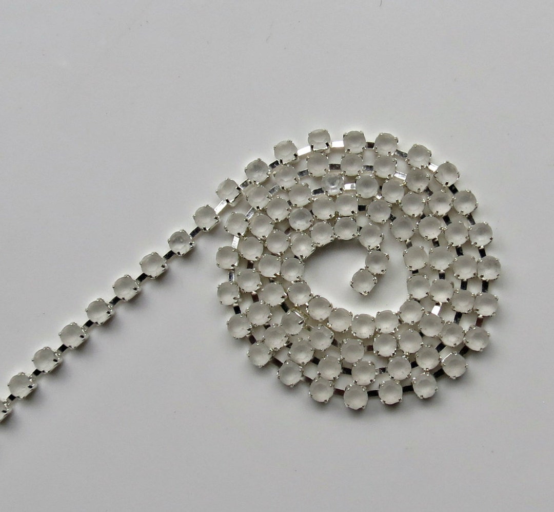 Frosted Chain 14pp Frosted Glass Rhinestone Chain | Silver Plated, 2mm, Bridal ...