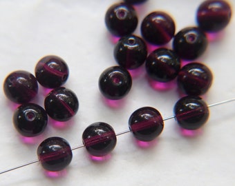 Perlas de cristal checas vintage, cuentas de amatista de 7 mm