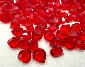 Vintage Swarovski Heart Rhinestones, Light Siam, 6.6mm (4800)