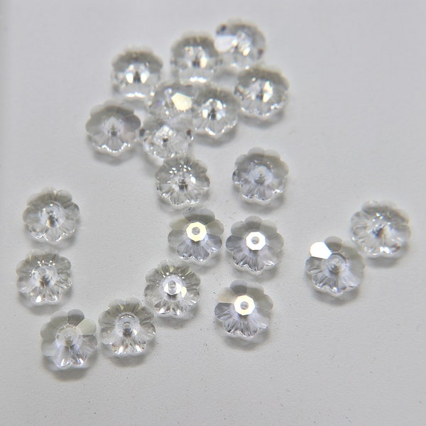 10mm Preciosa Crystal Argent Flare Loch Flowers (Marguerite Lochrose, Margarita Flower) Flower Beads  Vintage findings