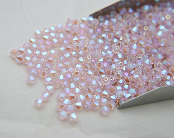 Swarovski (3/4mm) Rosaline AB 2X FC Bicones Beads Rainbow 36/72/144/432/720 Pieces (508) beads, jewelry making, couture embellishment
