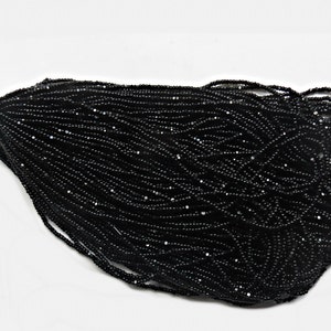 11/0 Jet Black Charlotte Cut Glass Beads, Jewelry Making Supply