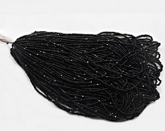 11/0 Charlotte Cut Beads Jet Black Hanks 1/5/25/50/100 Hanks 2.0mm glass beads, jewelry supply, findings, craft supply, vintage beads, rare